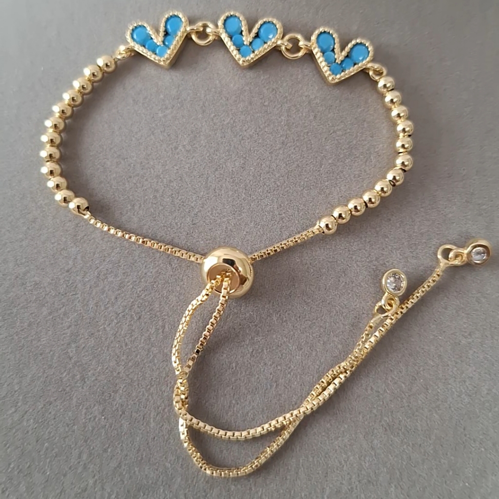 Turquoise Three Hearts Bracelet